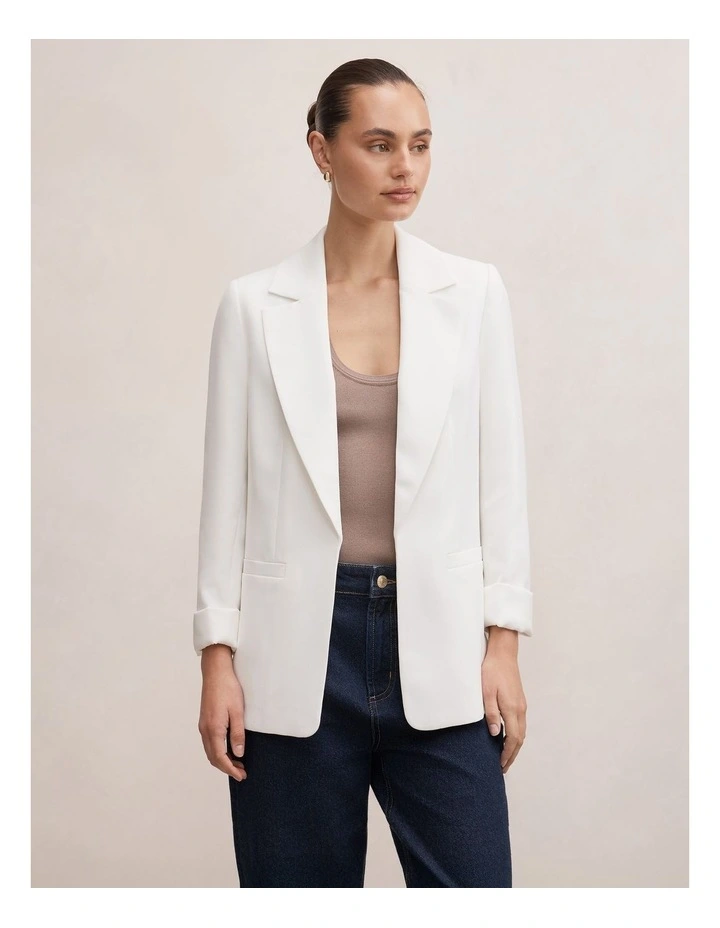 Dylan Boyfriend Blazer in White image 1