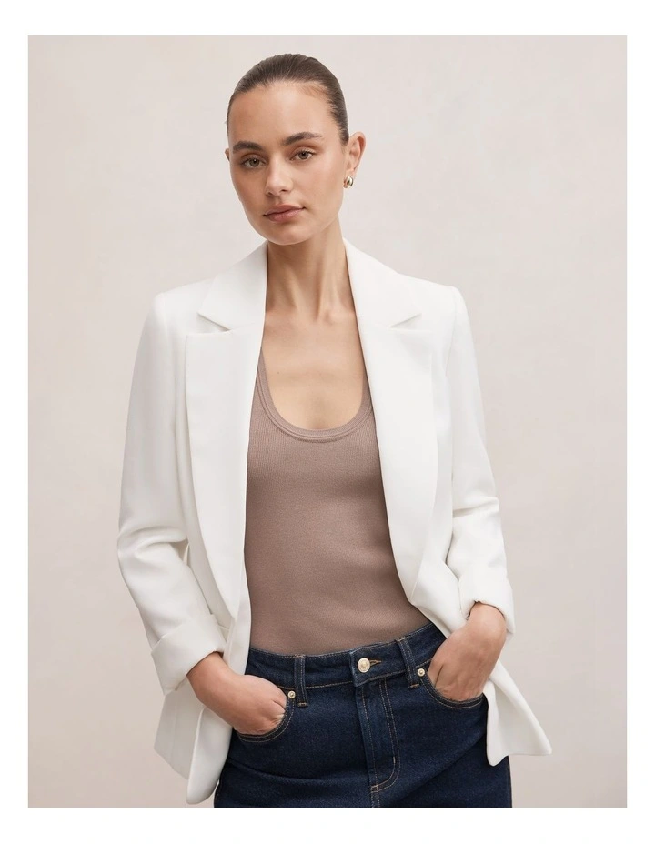 Dylan Boyfriend Blazer in White image 4