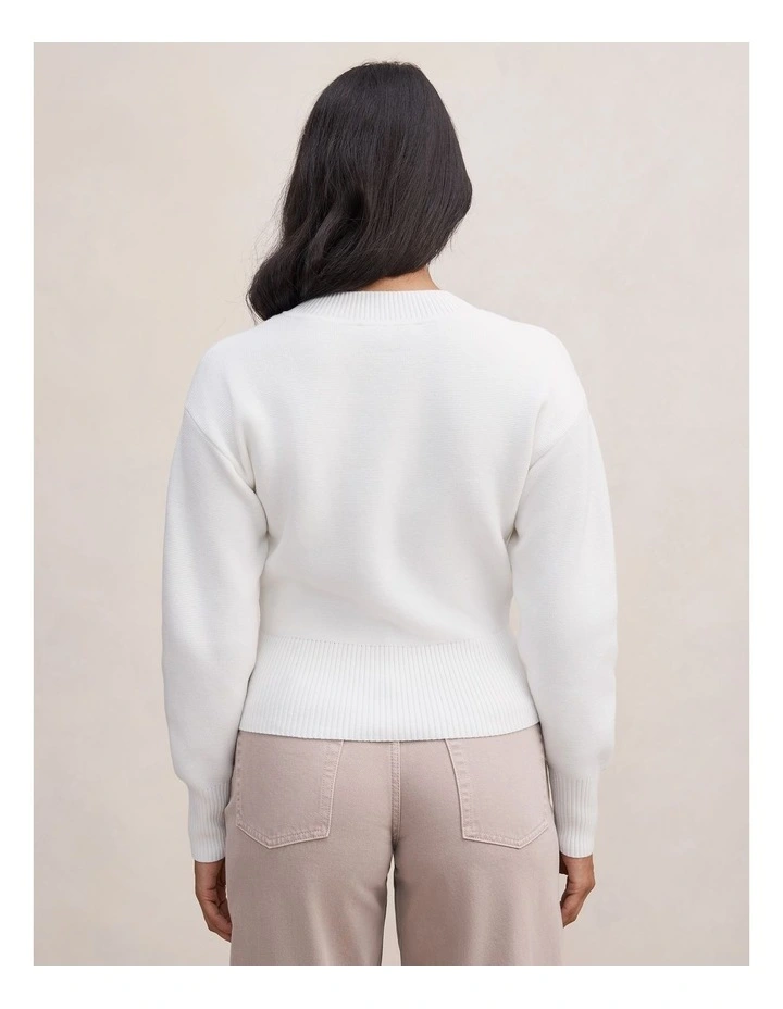Raya V-Neck Sweater in White image 2