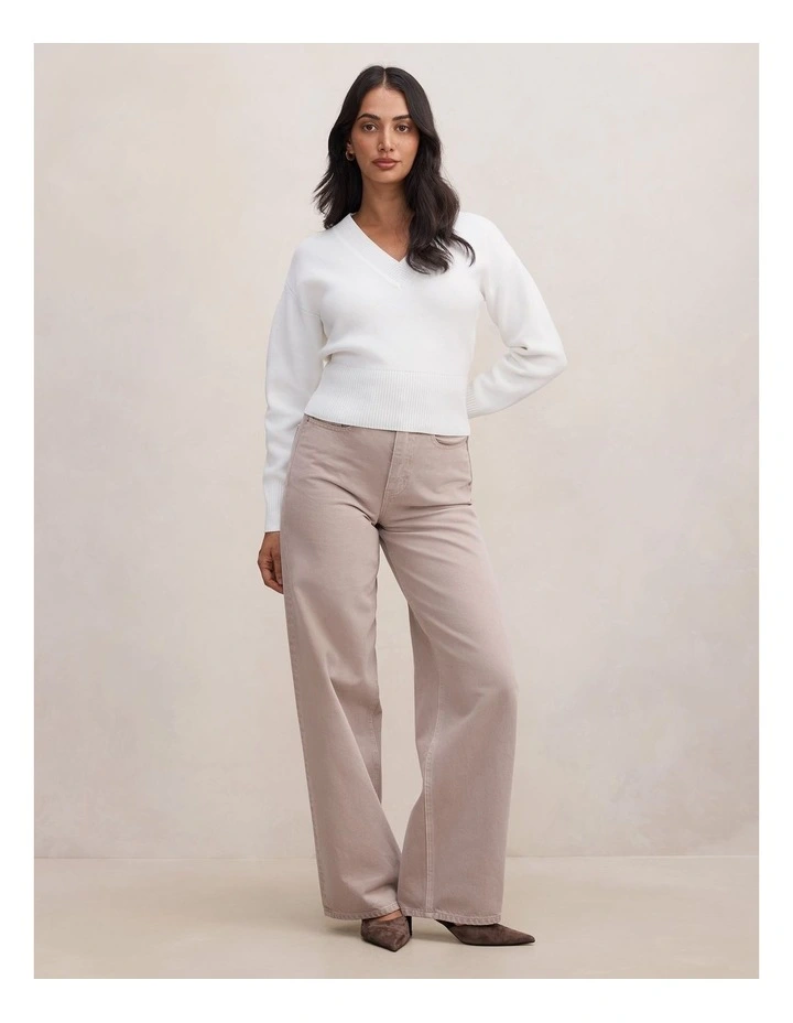 Raya V-Neck Sweater in White image 5