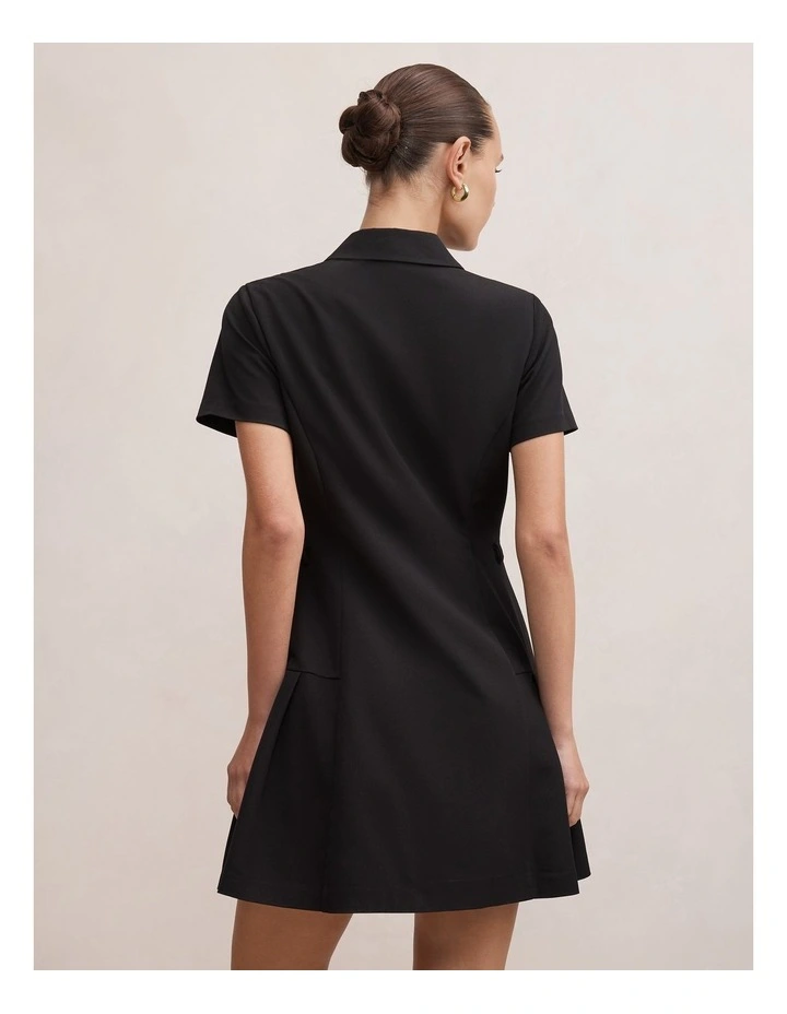 Gigi Pleated Button Down Mini Dress in Black image 2