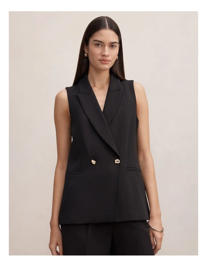 Dani Double Breasted Sleeveless Blazer in Black image 1