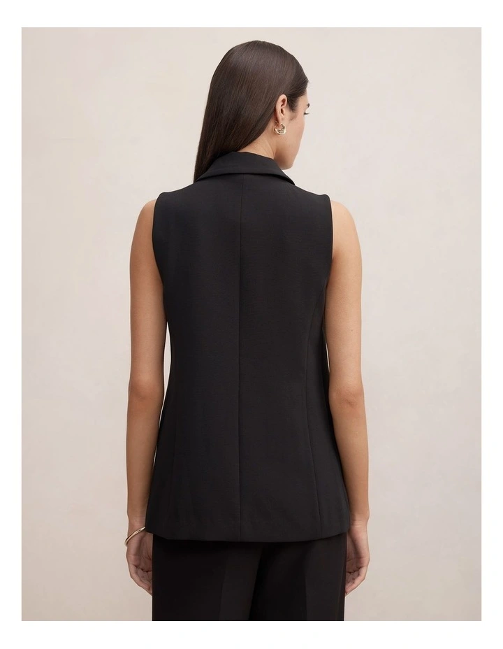 Dani Double Breasted Sleeveless Blazer in Black image 2