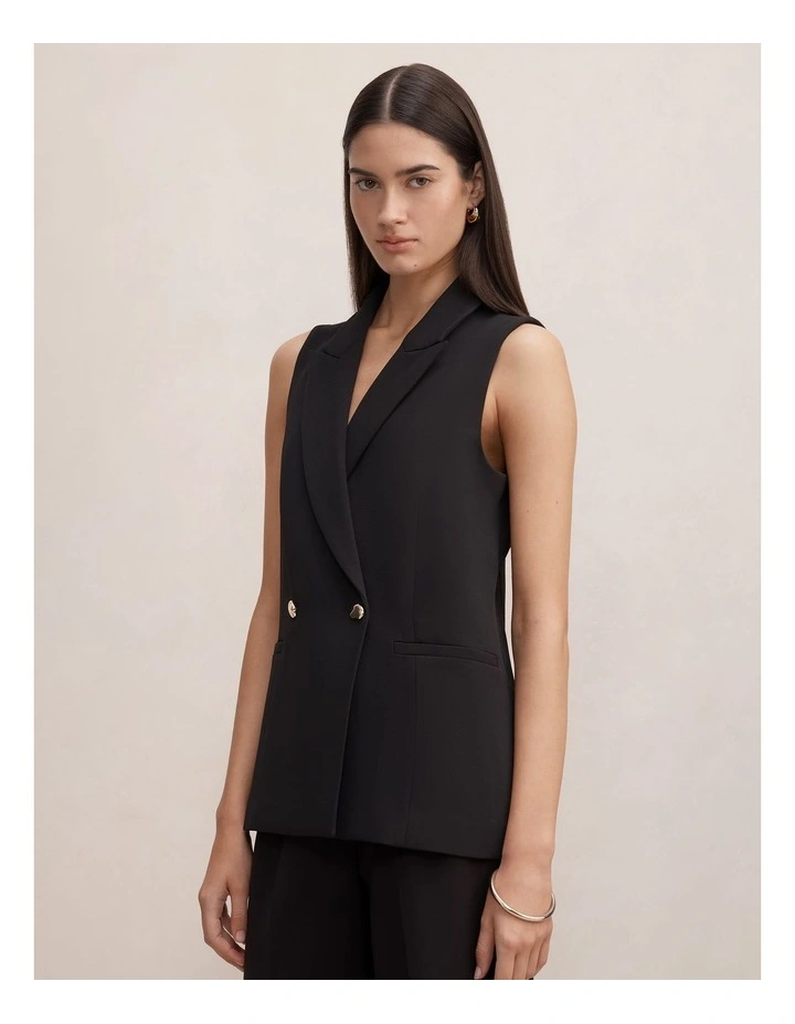 Dani Double Breasted Sleeveless Blazer in Black image 3