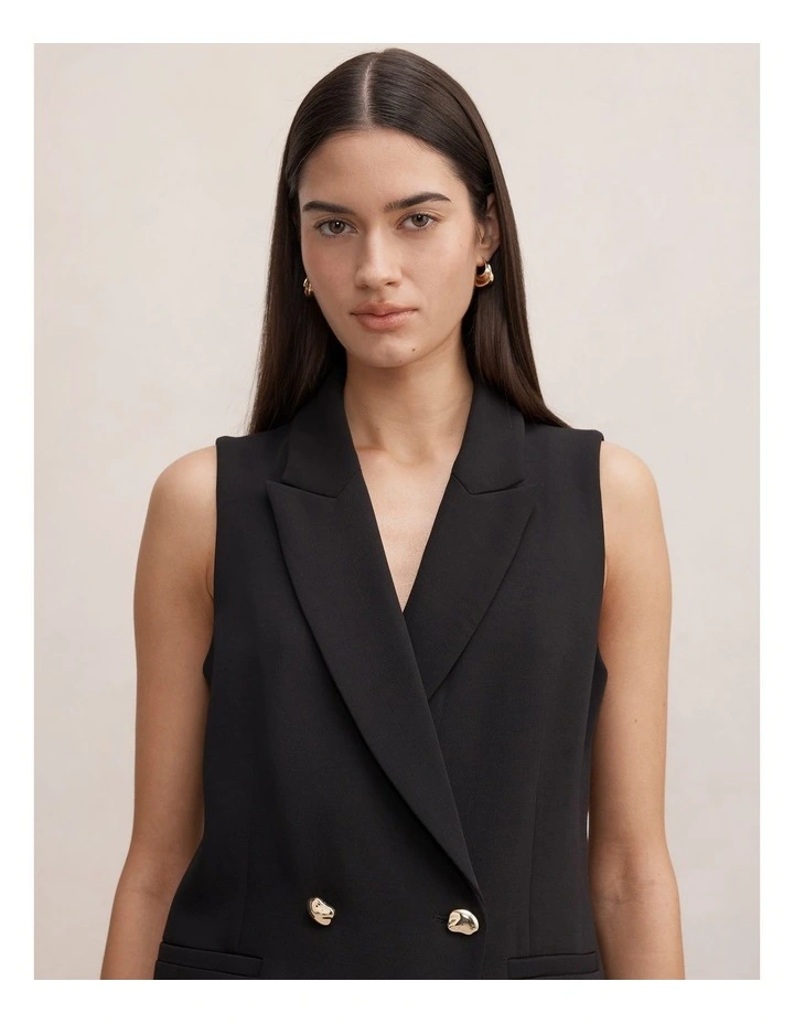 Dani Double Breasted Sleeveless Blazer in Black image 4
