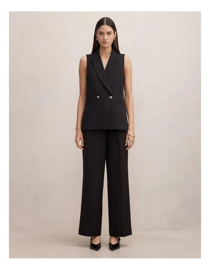 Dani Double Breasted Sleeveless Blazer in Black image 5