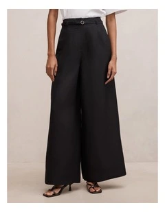 Matilda Linen Blend Pants in Black