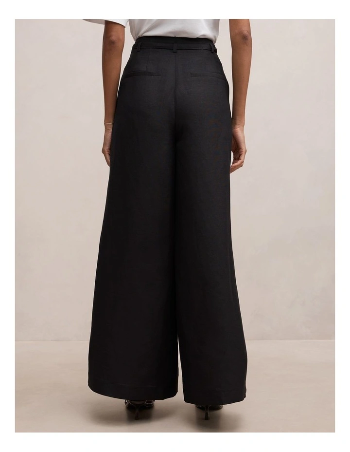 Matilda Linen Blend Pants in Black image 2