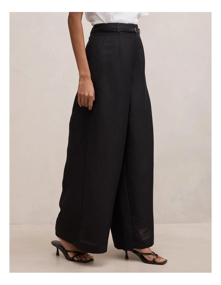 Matilda Linen Blend Pants in Black image 3