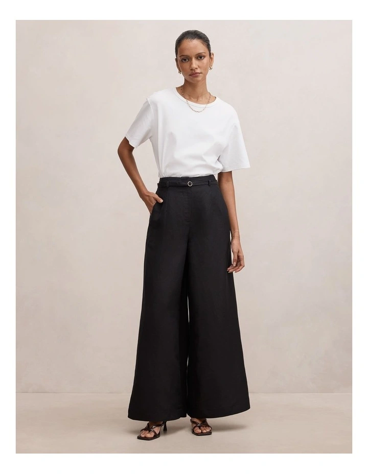 Matilda Linen Blend Pants in Black image 5