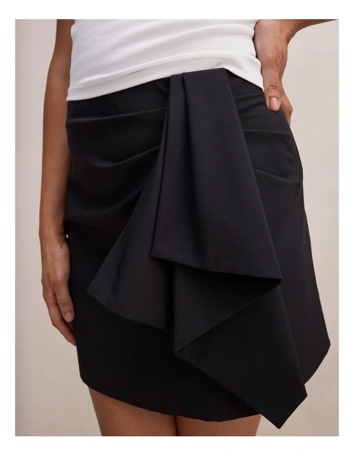 Lexi Drape Mini Skirt in Black image 4