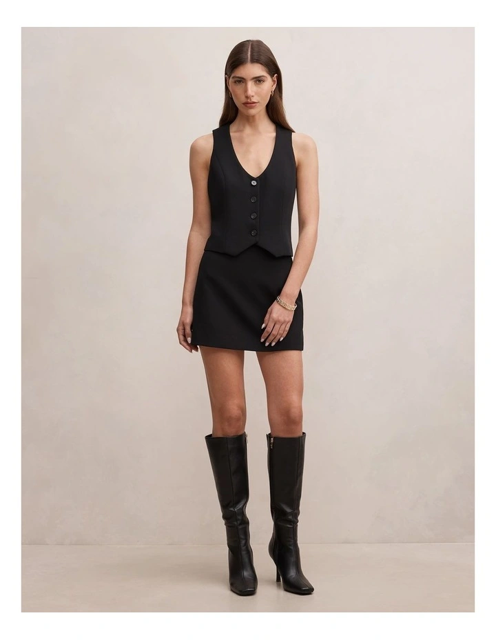 Demi Tailored Mini Skirt in Black image 5