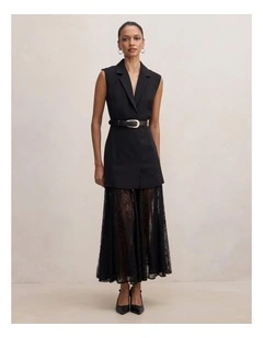 Shanae Lace Sleeveless Dress in Black