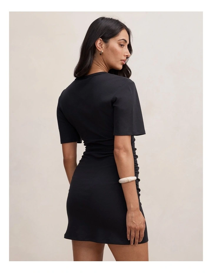 Jamie V-Neck Mini Dress in Black image 2