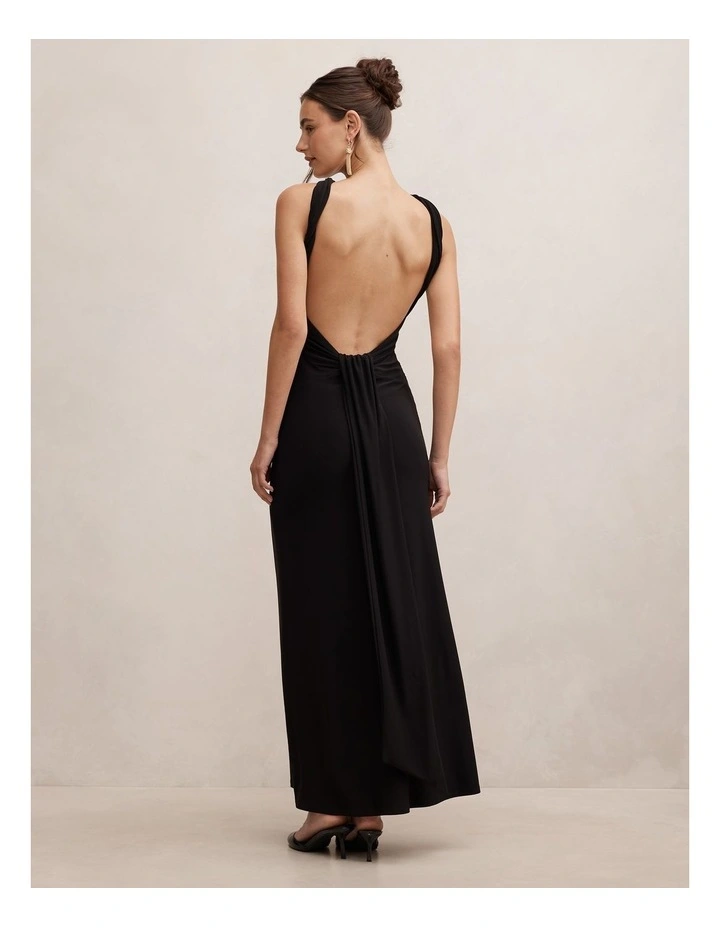 Rosalba Gathered Panel Maxi Dress in Black image 2