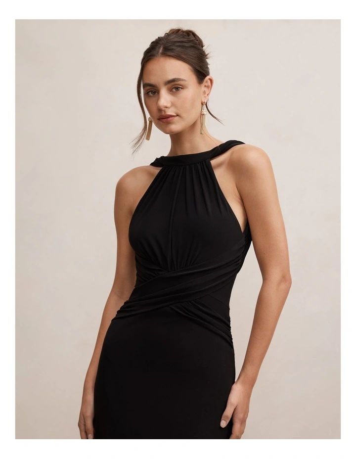 Rosalba Gathered Panel Maxi Dress in Black image 4