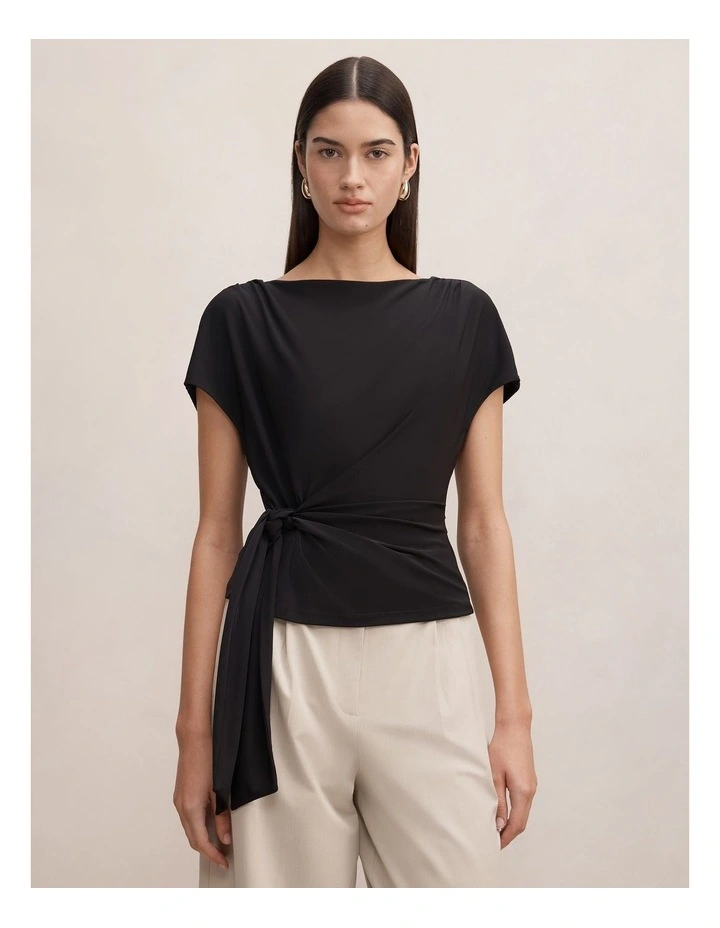 Celine Tie Detail Top in Black image 1