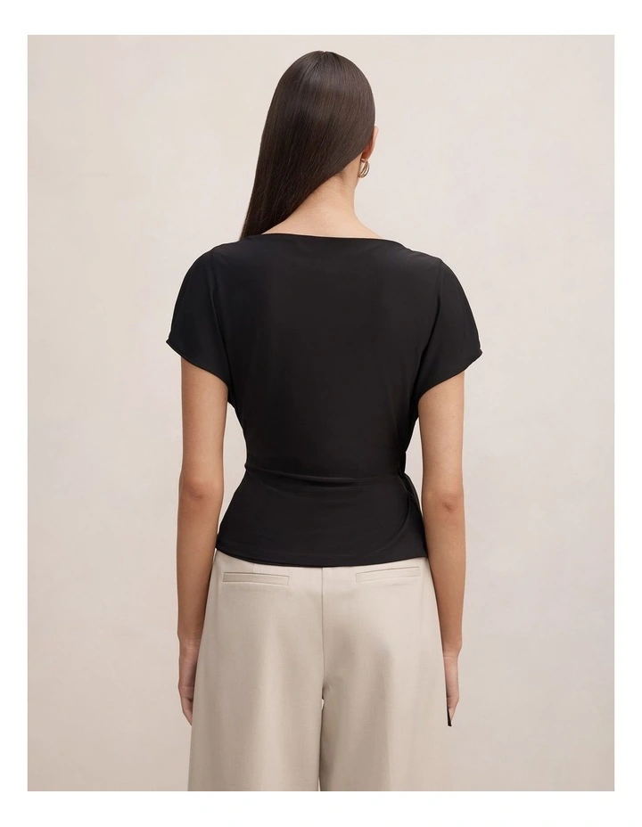 Celine Tie Detail Top in Black image 2