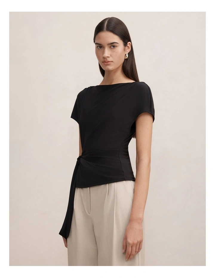 Celine Tie Detail Top in Black image 3
