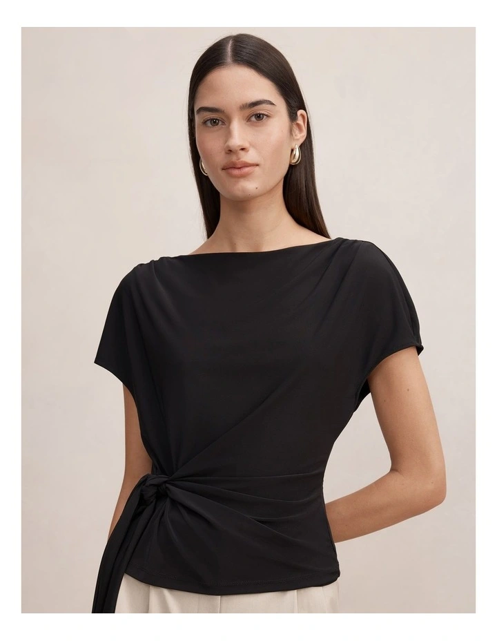 Celine Tie Detail Top in Black image 4