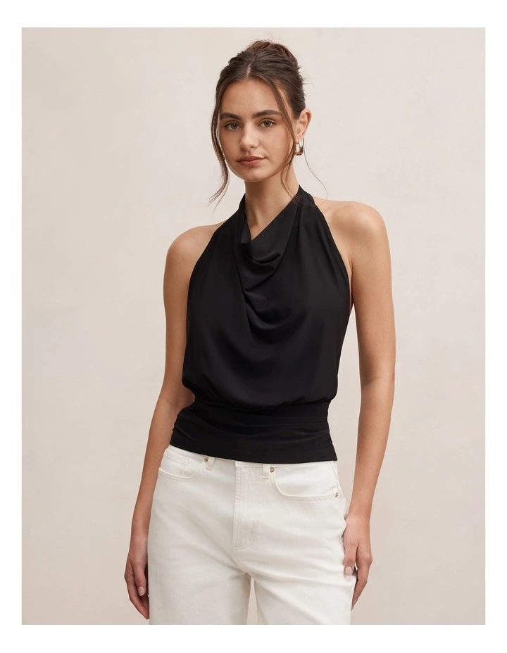 Aspen Backless Halter Neck Top in Black image 1