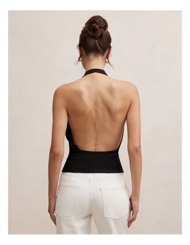 Aspen Backless Halter Neck Top in Black image 2