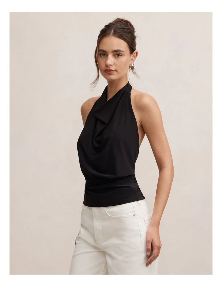 Aspen Backless Halter Neck Top in Black image 3