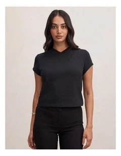 Portia V-Neck Baby T-shirt in Black