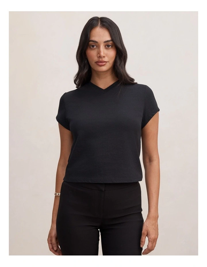 Portia V-Neck Baby T-shirt in Black image 1
