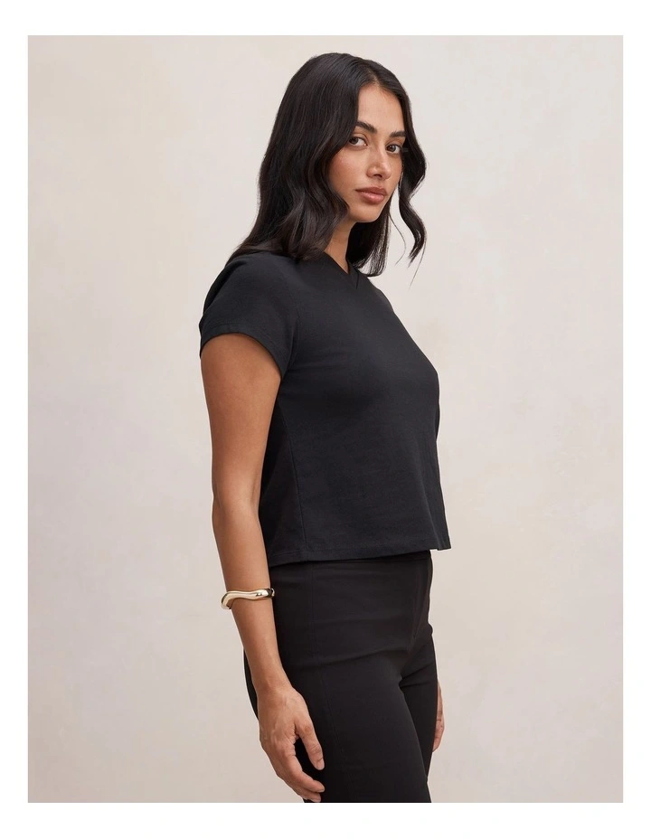 Portia V-Neck Baby T-shirt in Black image 3