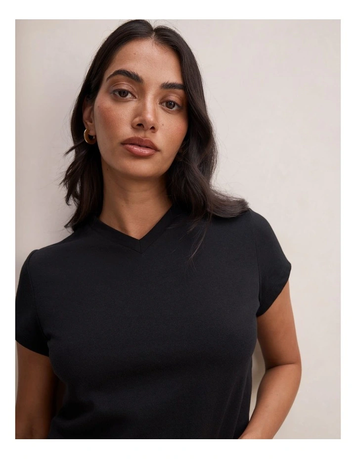 Portia V-Neck Baby T-shirt in Black image 4