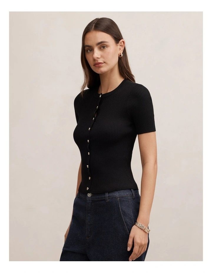 Sophie Button Through Ribbed T-Shirt image 3