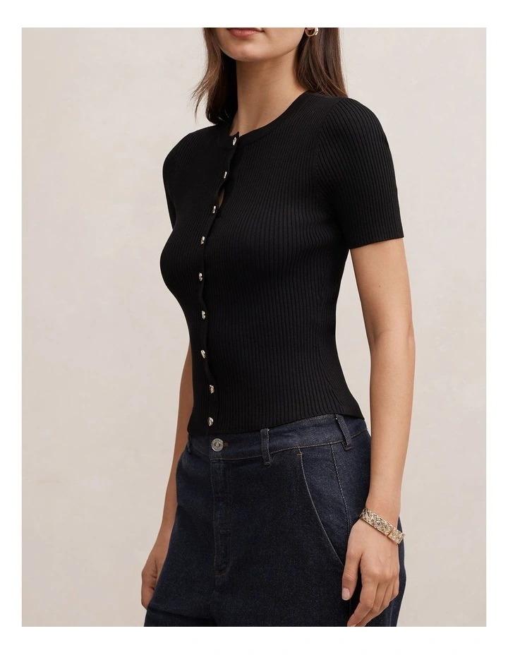 Sophie Button Through Ribbed T-Shirt image 4