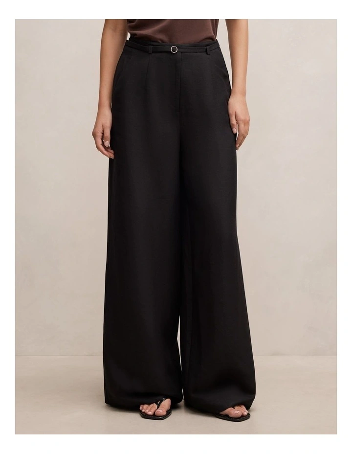 Matilda Linen Blend Wide Leg Pants in Black image 1