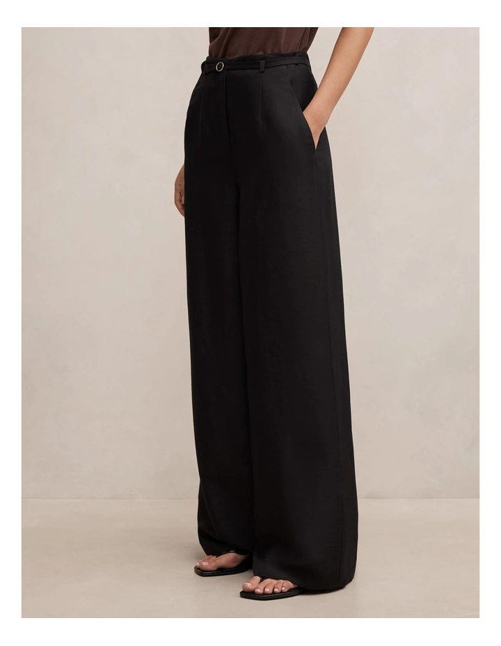 Matilda Linen Blend Wide Leg Pants in Black image 3