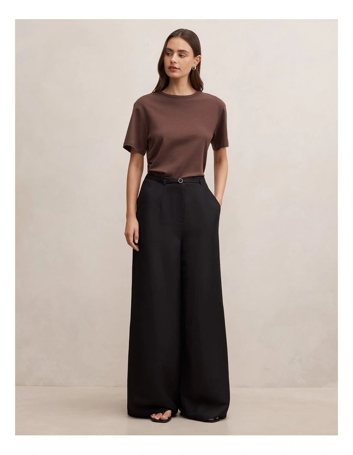 Matilda Linen Blend Wide Leg Pants in Black image 5