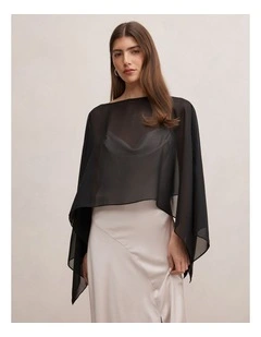 Arianna Chiffon Cape in Black