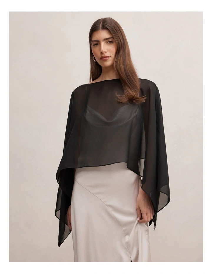 Arianna Chiffon Cape in Black image 1