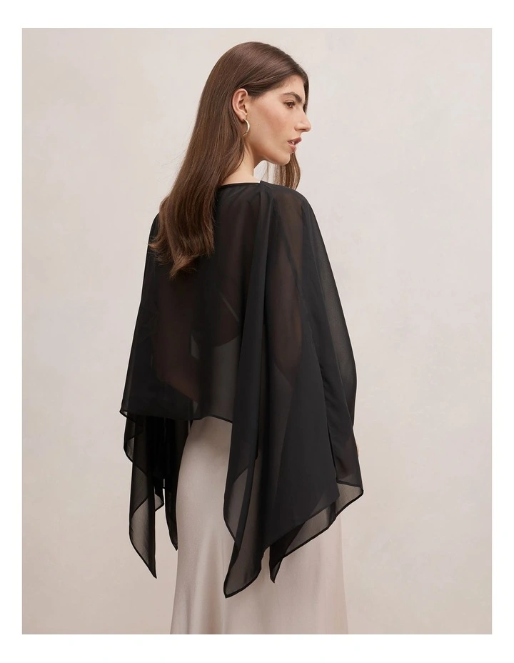 Arianna Chiffon Cape in Black image 2