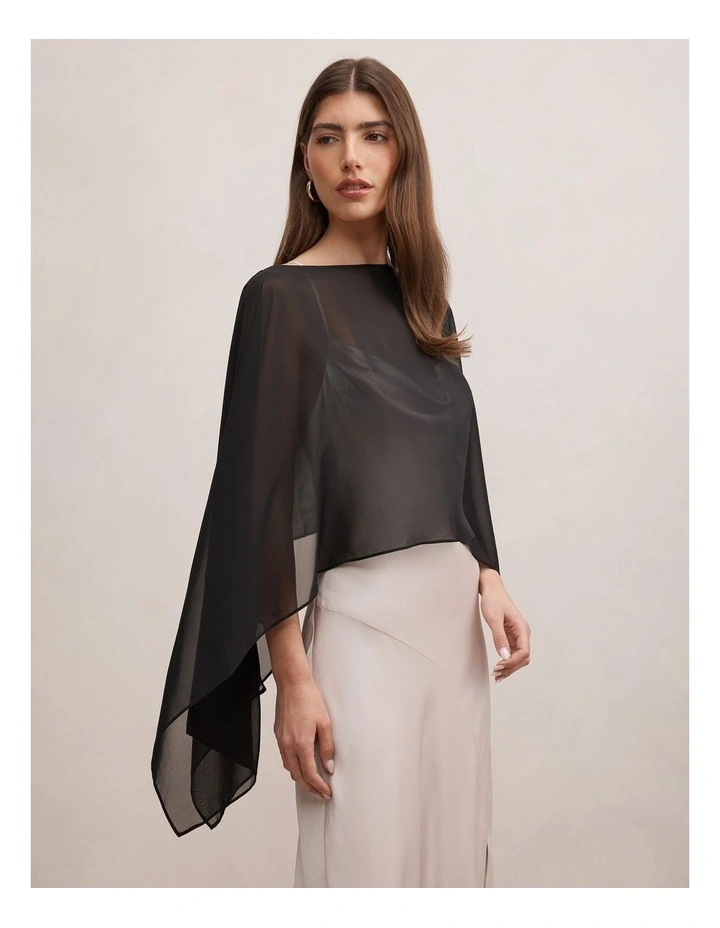 Arianna Chiffon Cape in Black image 3