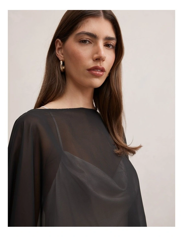 Arianna Chiffon Cape in Black image 4