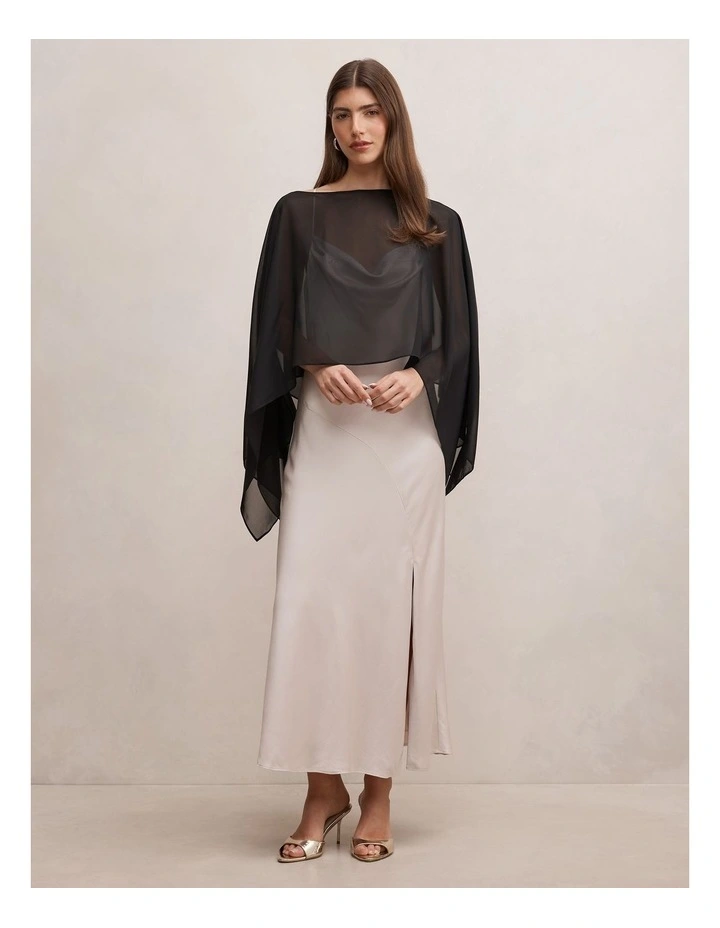 Arianna Chiffon Cape in Black image 5