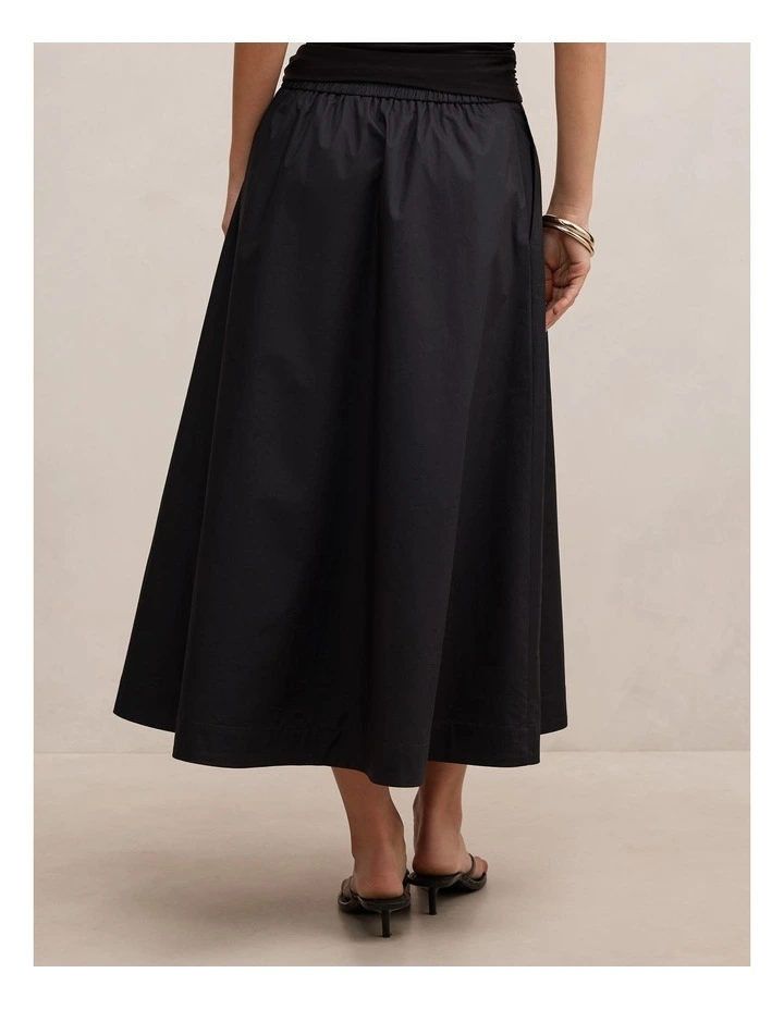 Chrissy Cotton Midi Skirt in Black image 2