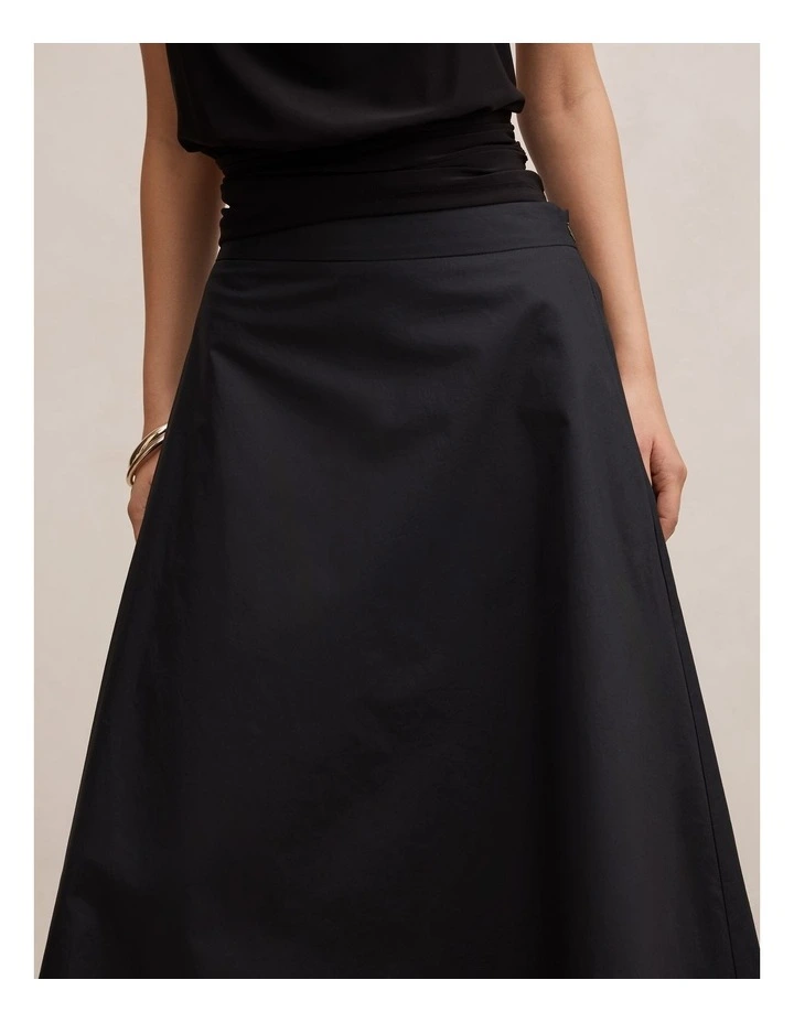 Chrissy Cotton Midi Skirt in Black image 4