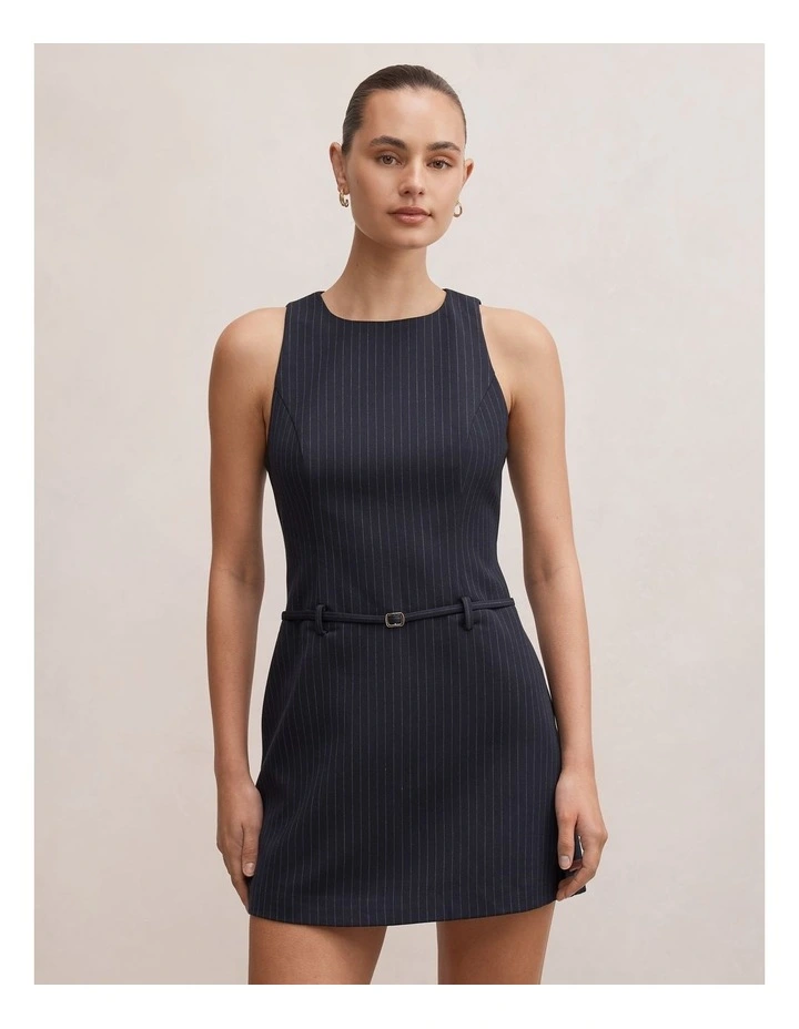 Essie Pinstripe Mini Dress in Navy image 1