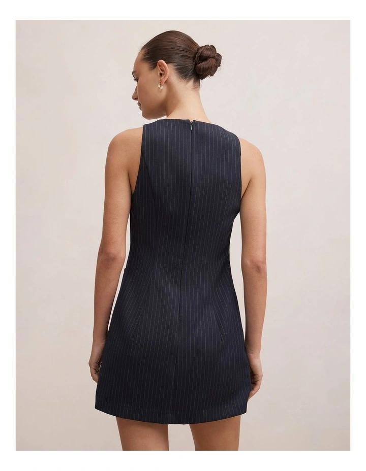 Essie Pinstripe Mini Dress in Navy image 2