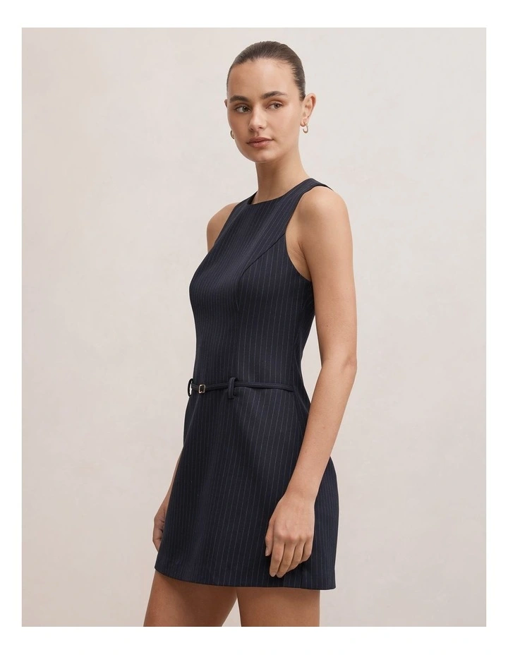 Essie Pinstripe Mini Dress in Navy image 3
