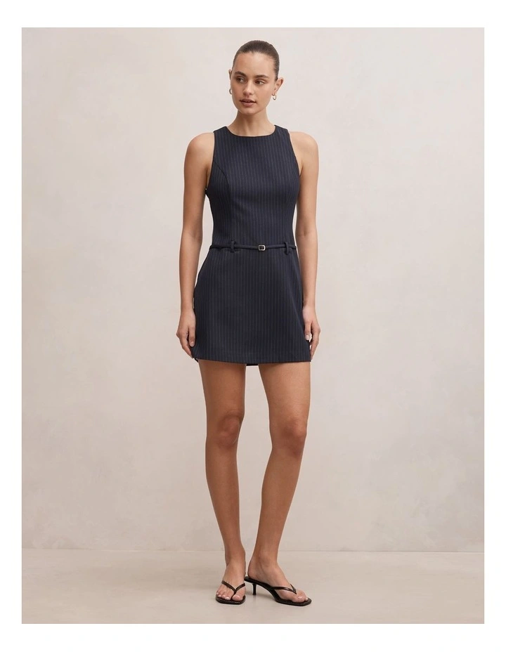 Essie Pinstripe Mini Dress in Navy image 5