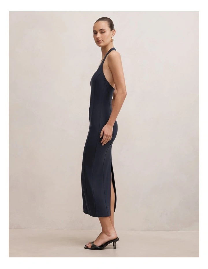 Gina Halter Neck Bodycon Midi Dress in Navy image 3