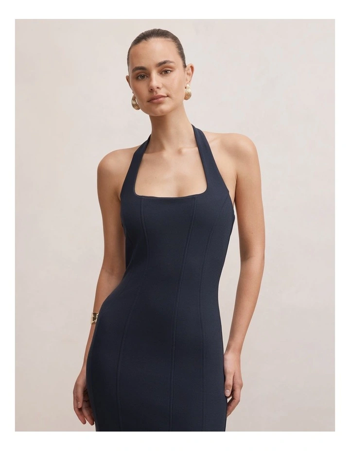 Gina Halter Neck Bodycon Midi Dress in Navy image 4